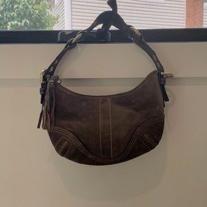 Never Used Olive-Brown Suede Coach Bag